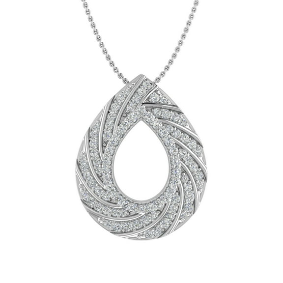 1/2 Carat Diamond Tear Drop Pendant Necklace in 10K White Gold (Included Silver Chain)