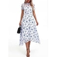 thumbnail image 3 of PRETTYGARDEN Cocktail Dresses for Women Summer Short Sleeve Floral Mesh Sheer Midi Party Wedding Guest Dress, 3 of 7