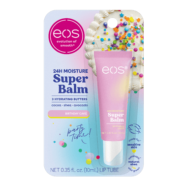 eos 24H Moisture Super Balm Birthday Cake, Hydrating Lip Treatment, 0.35 fl oz