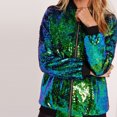 thumbnail image 3 of Moda mujer lentejuelas abrigo chaqueta de bombardero de manga larga con cremallera Streetwear inf Chicuu  Chaqueta, 3 of 7