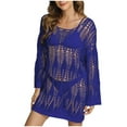thumbnail image 7 of Njoeus Women's Swimsuit Crochet Hollow Out Swim Cover Ups Summer Bathing Suit Swimwear Bikini Coverups Long Sleeve Cover Up Beach Dress, 7 of 7