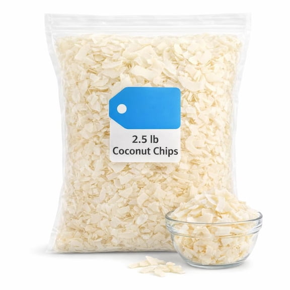 Coconut Chips – 2.5 lb Bulk Bag, Crispy Dried Coconut Chips for Snacking, Baking & Toppings