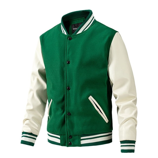 AIOPESON, chaqueta de béisbol para hombre, chaqueta con botones y cuello levantado, ropa de calle gruesa de moda para otoño e invierno, abrigos de alta calidad para hombre AIOPESON chaqueta de poliéster