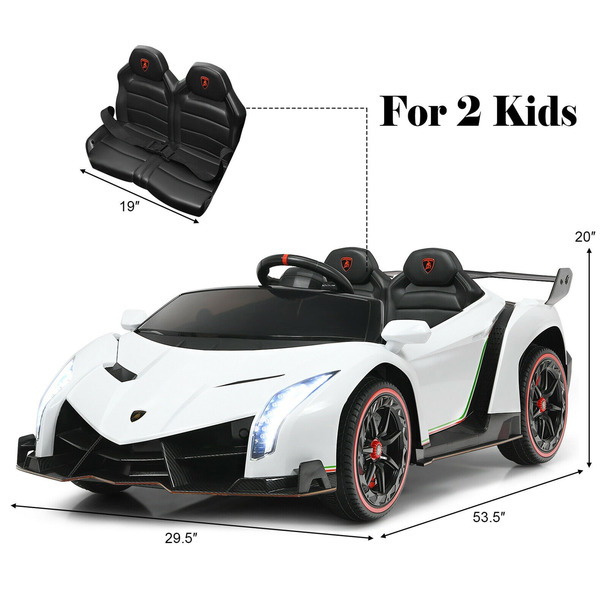Gymax - Brandclub - Gymax 12V 2-Seater Licensed Lamborghini Kids