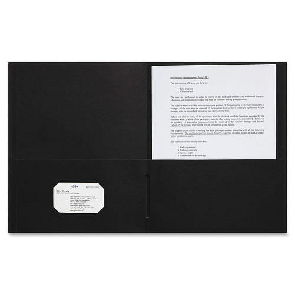 Sparco 2-pocket Leatherette Portfolio Letter - 8 1/2" x 11" Sheet Size - 2 Internal Pocket(s) - Leatherette Paper - Black - 25 / Box