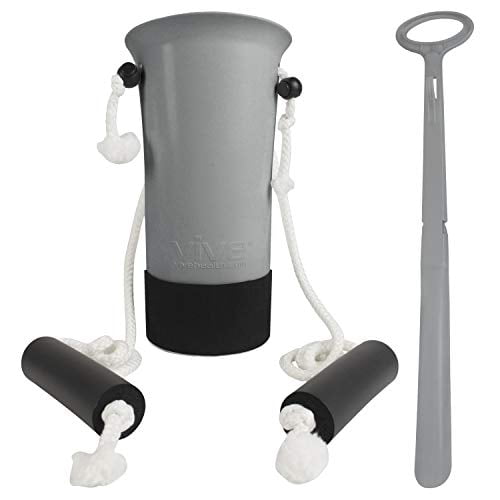 Vive Sock Aid Kit with Shoe Horn - Long Handled Remover for Men, Women, Senior - Adjustable Plastic Reach Assist - Stocking Helper Tool for Elderly, Pregnant, Diabetic - Travel Assistance Device
