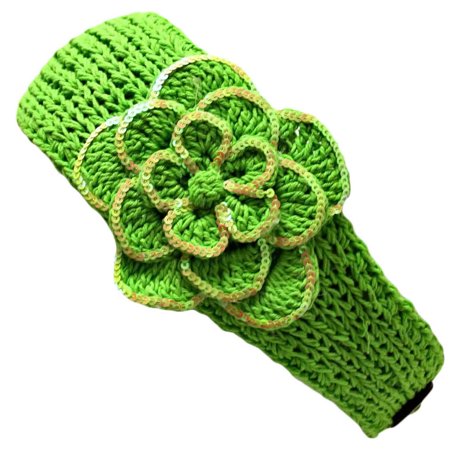 Luxury Divas Crochet Headband With Sequin Flower Detail - Walmart.com