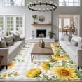 thumbnail image 3 of Summer Floral Large Area Rugs 8x10 ft Watercolor Sunflower Eucalyptus Leaves Gray Plaid Washable Rug Non Slip Indoor Carpet Absorbent Floor Mat for Living Room Bedroom Dining Room, 3 of 9