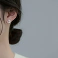 thumbnail image 4 of EOEMY 925 Sterling Silver Zircon Circle Leaf Stud Earrings, 4 of 6