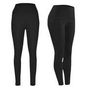 LOVZFMLL Yoga Leggings for Women High Waisted Butt Lifting Shapewear Tights with Side Pockets, Athletic Workout Ankle-Length Pants Black XL