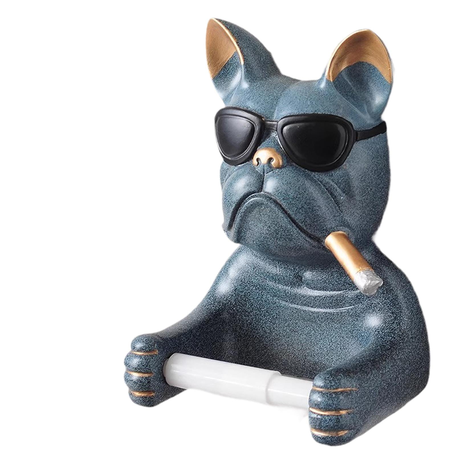 Fiocias Decorative Toilet Paper Holder Tissue Storage Rack Creative Dog Design Vinyl PVC Gray