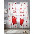 thumbnail image 2 of Semi Sheer Window Curtains 96 Inches Long, Happy Valentine's Day Rod Pocket Voile Silky Chiffon Curtain Treatment Drapes for Kitchen, Living Room, Red Love Heart Fly Romantic 52"x96", 2 Panels, 2 of 9