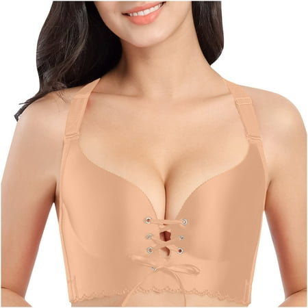 ABATAB Women s Plus Size Everyday Bra Sexy Low Cut Bras Lift Push up Wireless Soft Comfy Bralettes
