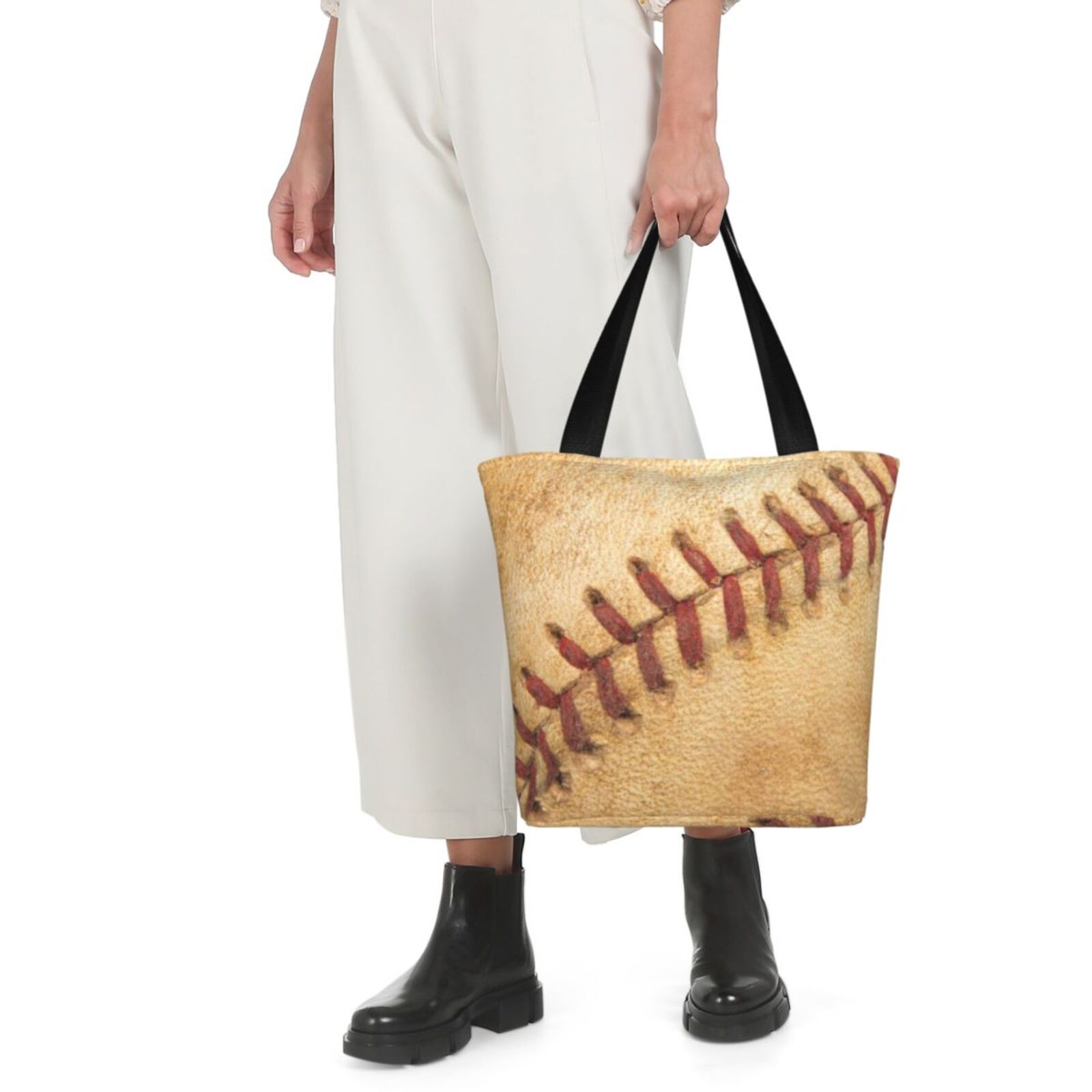 Ratiio Vintage Baseball Print Shoulder Bag for Women, Polyester Crossbody Purse Lightweight Handbag for Daily Travel and Casual Use