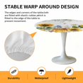 thumbnail image 2 of Elastic Fitted Round Tablecloth, Eucalyptus Leaves Waterproof Stretch Table Cover for 45"-54" Tables, Sunflowers Spring Watercolor Country Floral Bee Washable Outdoor Tablecloths for Patio, Picnic, 2 of 9