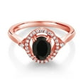 thumbnail image 2 of Gem Stone King 1.04 Ct Oval Black Onyx 18K Rose Gold Plated Silver Ring (Size 5), 2 of 4