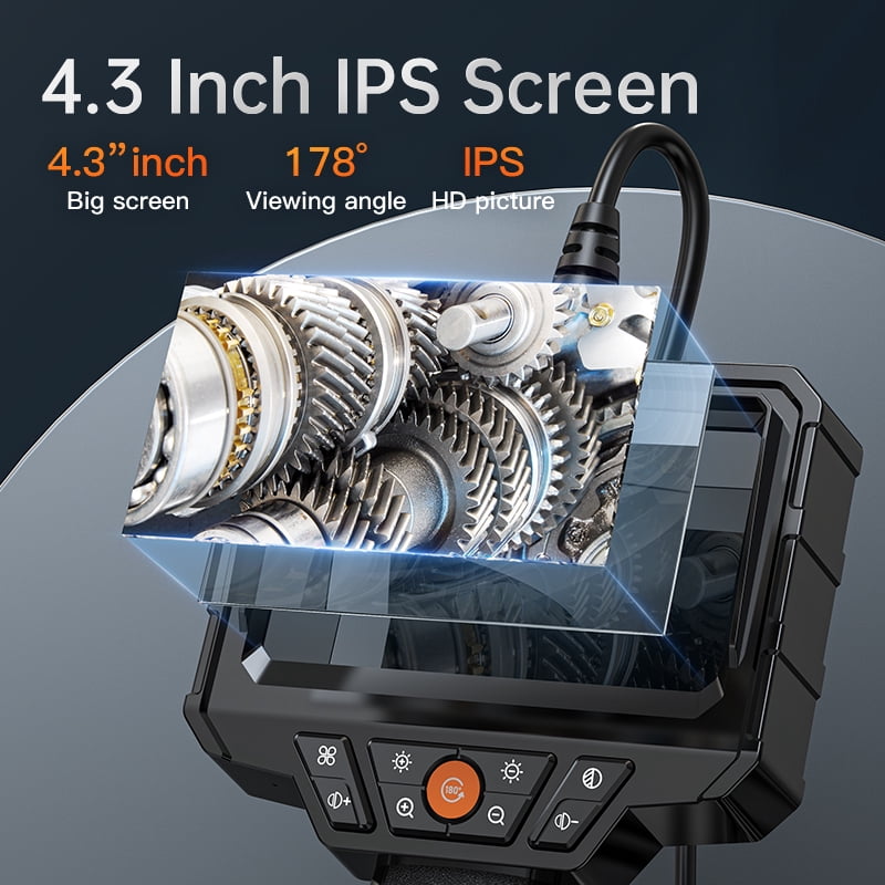 Daxiongmao 16.5ft Semi-Rigid Cord Endoscope Camera with Light, IP67 Waterproof Borescope Camera with 8 Adjustable LED Lights, 4.3" LCD Screen Borescope, HD 1080P Inspection Camera Scope Camera