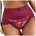thumbnail image 2 of HUPOM Underwear Women Ladies Underwear High waist Elastic Waist Solid Thong Wine 2XL, 2 of 5