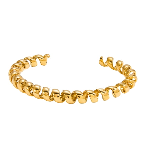 Telephone Wire Inspired Bangle Gold Plated Stainless Steel Bracelet Accessory