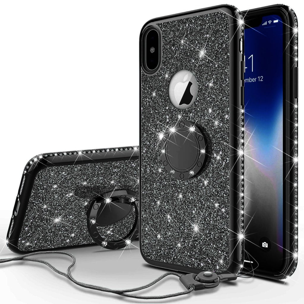 Apple Iphone Xs Max Case Glitter Cute Phone Case Kickstand Girls Women Bling Diamond Bumper Ring Stand Protective Pink Iphone Xs Max Black Walmart Com Walmart Com