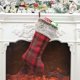 thumbnail image 1 of Calcetines navideños de felpa a cuadros, adornos navideños, colgantes navideños, decoraciones para fiestas, calcetines navideños, bolsa de regalo brillar Electrónica, 1 of 4