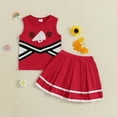 thumbnail image 4 of SUXIAN Baby Girl Cheerleading Set Shirts Skirts Halloween Cheerleading Outfits for Girls Age 0-4 Years Red 4Y, 4 of 6