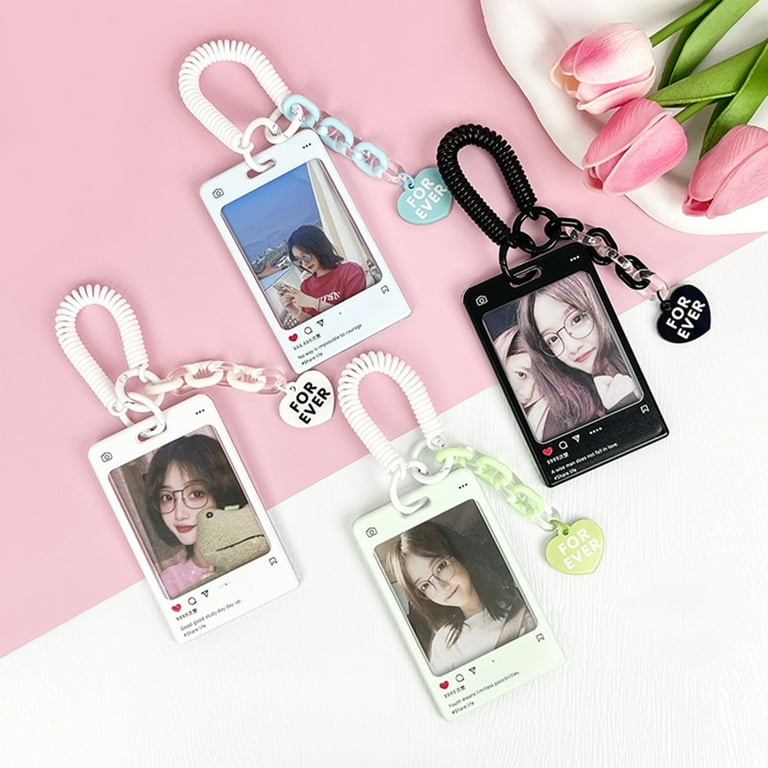 Photocard Holder RUNRAYAY Porte-cartes Photo Kpop En Acrylique Bleu Avec Pendentif Porte Carte Kpop