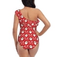 thumbnail image 5 of Sikiie Merry Christmas Santa Claus A Print Women One Piece Swimsuits Tummy Control One Shoulder Bathing Suits Ruffle Swimwear, From S to XXL-X-Large, 5 of 6