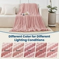 thumbnail image 5 of JUSTLET Fleece Throw Blanket for Sofa, Couch-Super Soft & Warm Bed Fluffy Throw, Lightweight Striped Cozy Bed Blanket All Season Use, Pink, 60"*80", 5 of 9