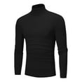 thumbnail image 2 of Mens Mock Neck Shirts Fleece Long Sleeve Tops Basic Pullover T-Shirts Black M, 2 of 4