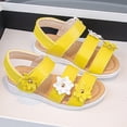 thumbnail image 4 of TOWED22 Girls Sandals Kids Open Toe Flat Sandals Ankle Strap Dress Shoes for Toddler Little Big Kid Yellow,10, 4 of 8