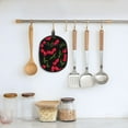 thumbnail image 5 of Pofeuu Cherry Print Silicone Pot Mat Mitten With Hanging Loop Heat Resistant Oven Mitts Non-Slip Bbq Baking Smoking Potholders, 5 of 7