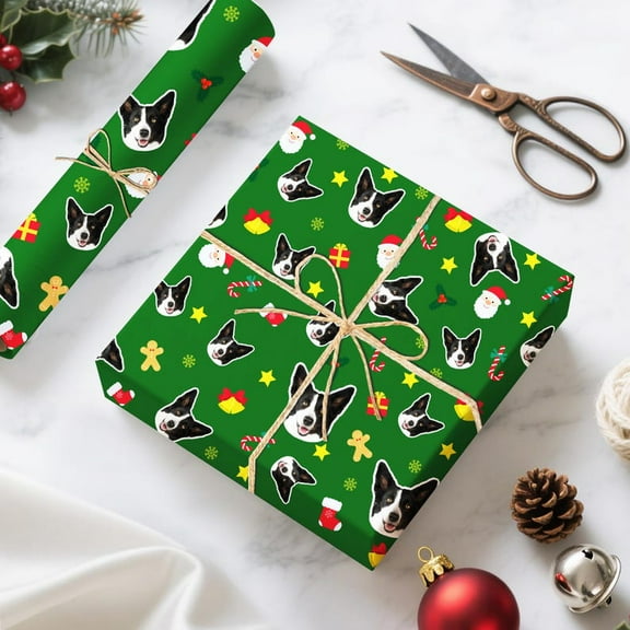 Christmas Dog Face Wrapping Paper, Pet Face Christmas Wrapping Paper, Oliday Craft Supplies, Festive Gift Packaging, Christmas Gift for Friends