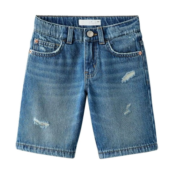BULLPIANO Boy's Jean Shorts Stretch Ripped Distressed Slim Fit Fashion Denim Shorts with Pockets