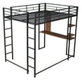 thumbnail image 4 of Gewnee Full Size Metal Loft Bed with Desk and Two Ladders for Kids and Teens,Black, 4 of 8