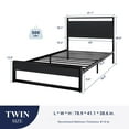 thumbnail image 7 of Allewie Twin Size Modern Bed Frame with Wooden Headboard, Heavy Duty Metal Platform Bed, Black Oak, 7 of 7