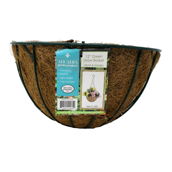 Arcadia Garden Products 1535 Green Grow Basket with Liner 12"