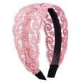 thumbnail image 2 of harmtty Headband Anti-slip with Teeth Elegant Wide High Toughness Stable Fixing Hair Accessories Delicate Lace Embroidery Women Hairband for Party,Pink, 2 of 8