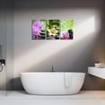 thumbnail image 3 of 3 Panel Zen Canvas Wall Art Still Life Spa Stones with White Frangipani Green Bamboo Purple Orchid Flower Beach Pictures Modern Canvas Artwork Spa Zen Prints on Canvas Wall Art for Bathroom, 3 of 6