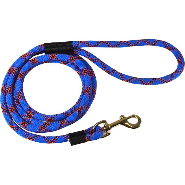 GFDYREE - Premium Rope Dog Leash - Durable Mountain Climbing Rope with Sturdy Bull Buckle & Comfortable Handle - 6ft Dog Leash - 0.5 in Thick - Blue Dog Leash