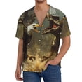 thumbnail image 3 of Honeii 's Dinosaur Bald Eagle for men's short-sleeved button-up collared shirt featuring a pocket, perfect for beach vacations, and travel adventures., 3 of 5