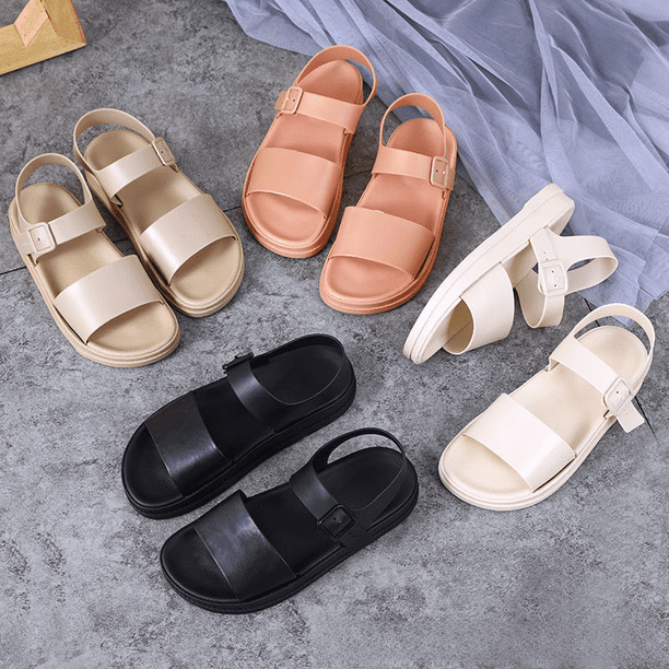 Sandalias de estilo japonés de verano con suela gruesa para estudiantes, informales, sencillas, para playa, romanas, para mujer