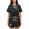thumbnail image 1 of Balery Magical Library Butterfly Night Conjunto de Pijama para Mujer con Estampado, Dos Piezas de Manga Corta y Shorts, Ropa de Dormir Suave con Cuello Redondo y Bolsillos-3X-Large, 1 of 1