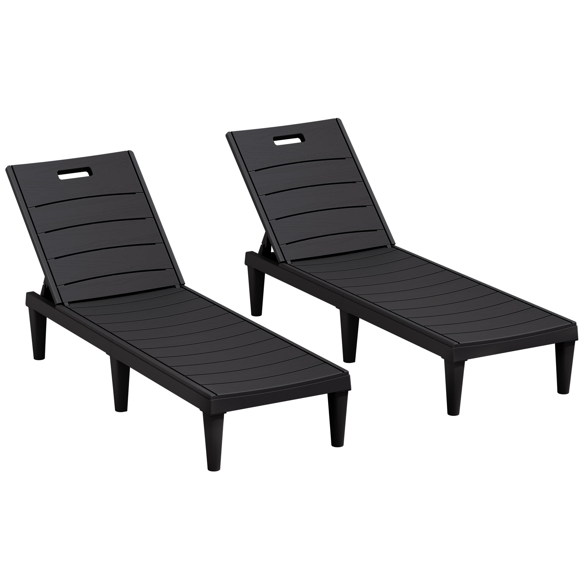 Vineego Set of 2 Patio Outdoor Chaise Lounge Chair Recliner with Adjustable Backrest, Black