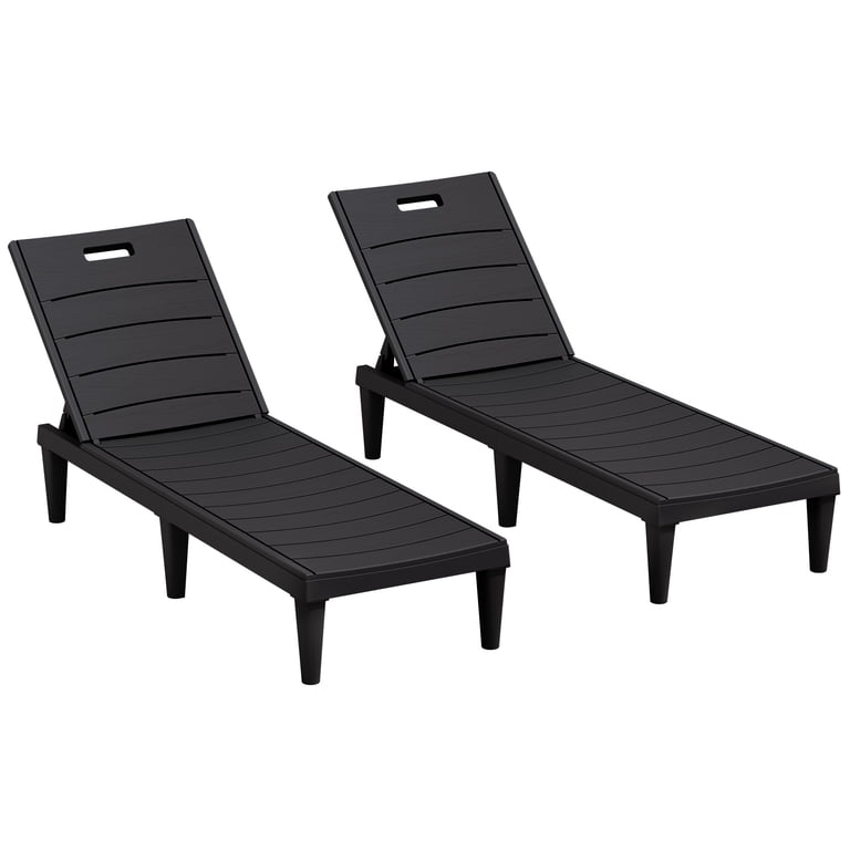 Vineego Set of 2 Patio Chaise Lounges, Black Adjustable photo 8