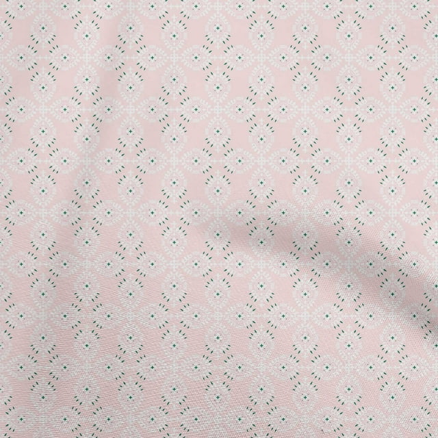 oneOone Polyester Spandex Light Pink Fabric Asian Block Print Traditional Dress Material Fabric Print Fabric By The Yard 56 Inch Wide