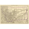 thumbnail image 2 of Rand McNally 14x11 Gold Ornate Wood Framed with Double Matting Museum Art Print Titled - Montana - Rand McNally 1879, 2 of 4