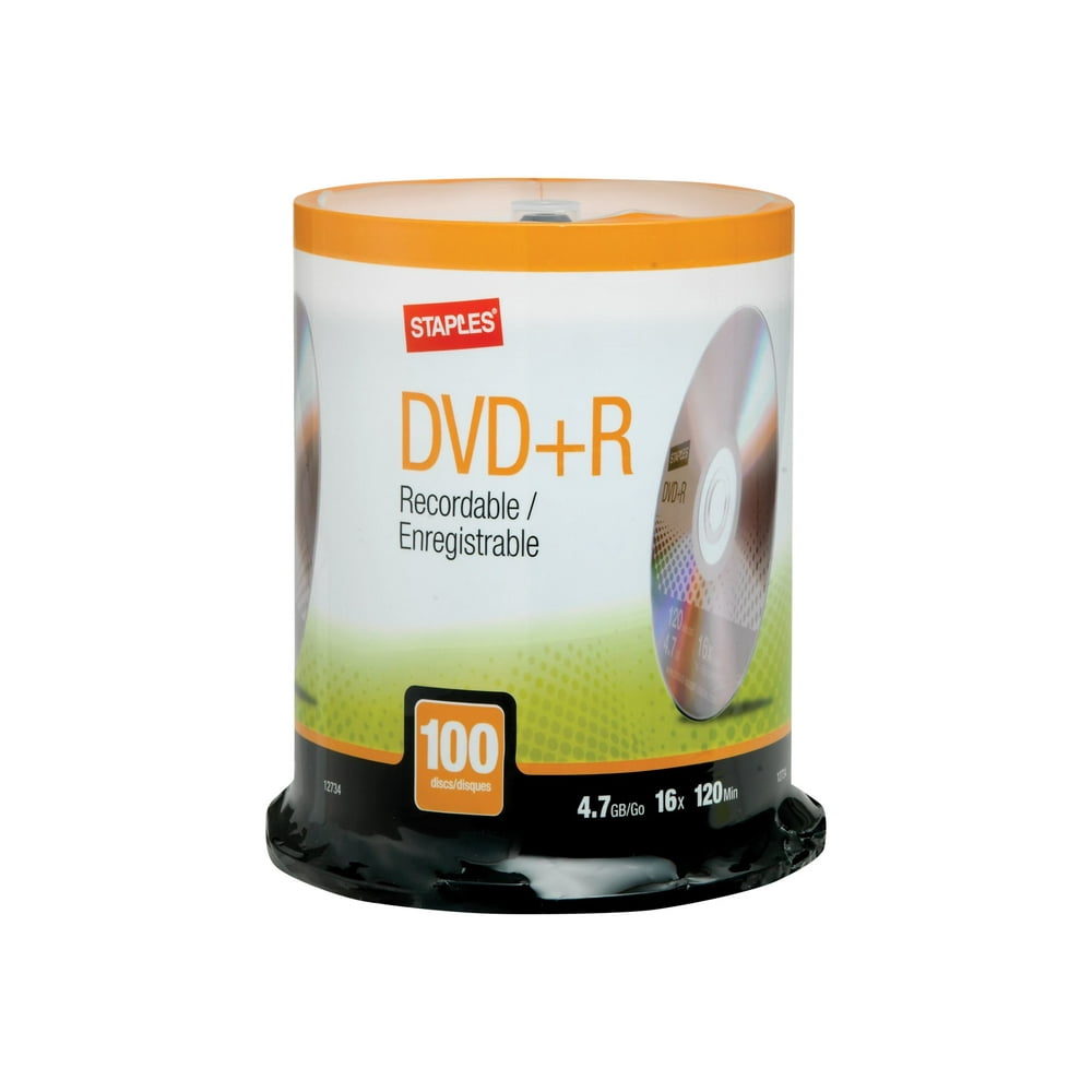 Staples 4.7GB 16X DVD+R Spindle 100/Pack (12734) 622850