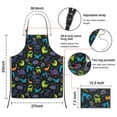 thumbnail image 3 of DarkBlue Cartoon Dinosaurs Text Pattern Apron-Garden Aprons for Women with Pockets-Cotton Linen Waterproof Kitchen Cooking Gardening Aprons Adjustable for Kitchen,Cooking,BBQ and Salon 33x27 Inch, 3 of 4