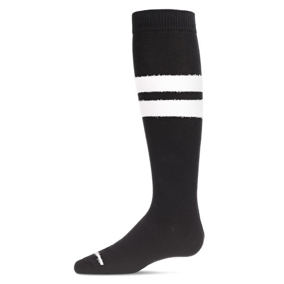 MeMoi Fuzzy Stripe Cotton Blend Knee High Socks - Girls - Female, 14, Black